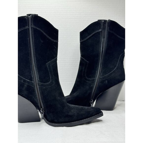 Jeffrey Campbell Black Suede Western Boots Size 6 Pointed Toe Wedge Heel NEW - Picture 7 of 10